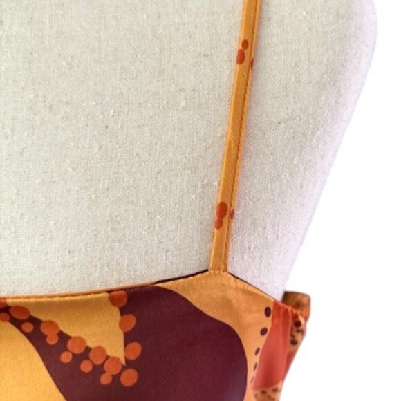 House of Harlow 1960 NWT Ruched Foliage Print Satin Slip Midi Side Slit Dress M - Picture 4 of 16